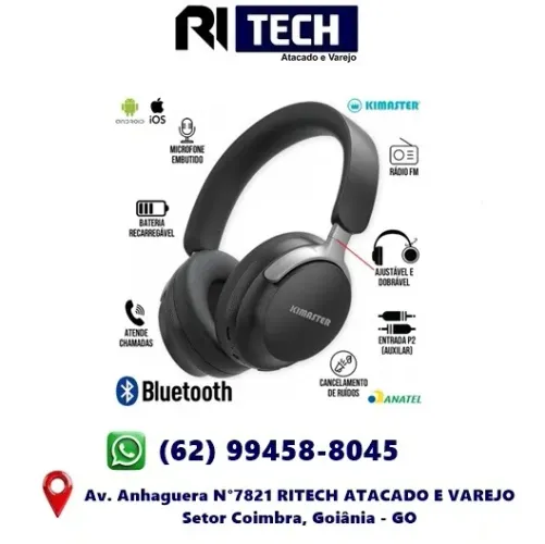 Fone Bluetooth Kimaster Headphone Soundwave K80 1 Ano Garantia Anatel Grave Potente