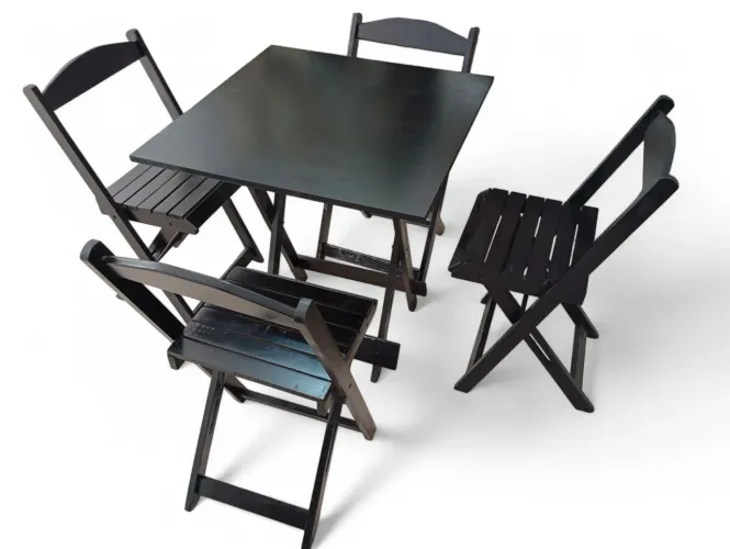 Conjunto 70x70 Dobrável com 4 cadeiras para Bares e Lanchonete