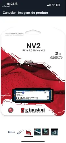 SSD Kingston NV2 PCIe 4.0 NVMe M.2 2TB - Novo