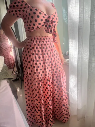 Conjunto Saia Longa e Top Poá