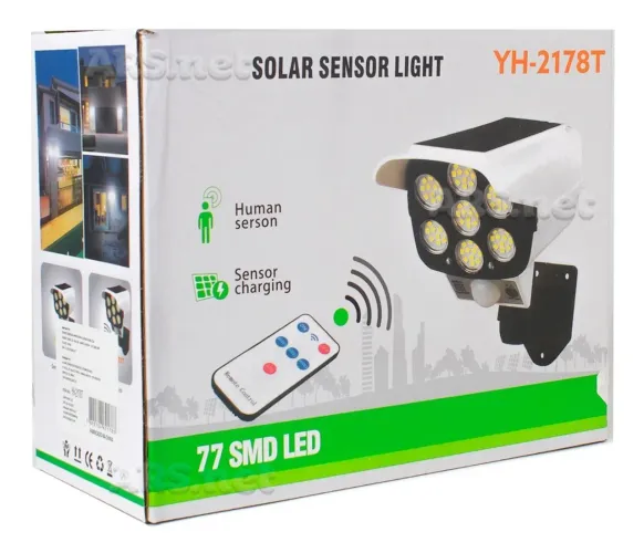Luminária Solar Led Com Sensor Câmera Falsa De Segurança