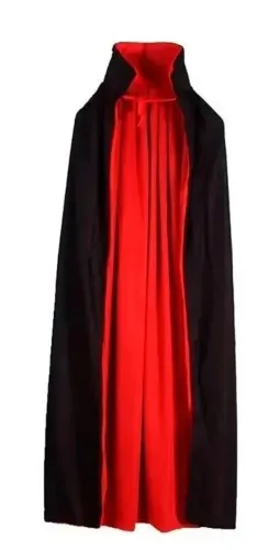 capa de fantasia de vampiro adulto demônio medieval preta vermelha ax13584