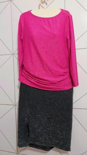 Saia com glitter + Blusa com glitter da Riachuelo