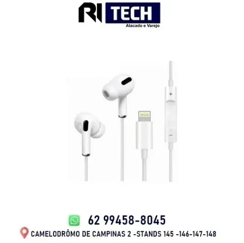 Fone Para Iphone Com Fio De Borrachinha - Lightning - Cor Branco Ipad E Iphone