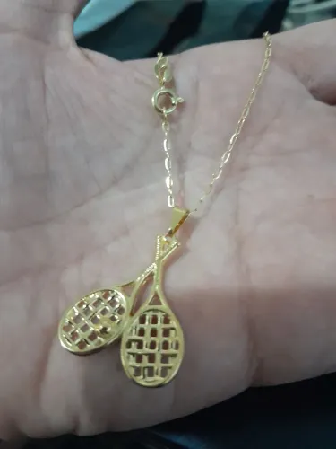 SP PROMOÇÃO LINDA CORRENTE BANHADA A OURO 18K NOVA COM PINGENTE DE BEACH TÊNIS