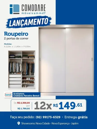 ROUPEIRO DE 2 PORTAS DE CORRER