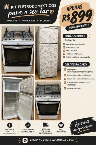 Kit Fogão + Geladeira Dako | R$ 899