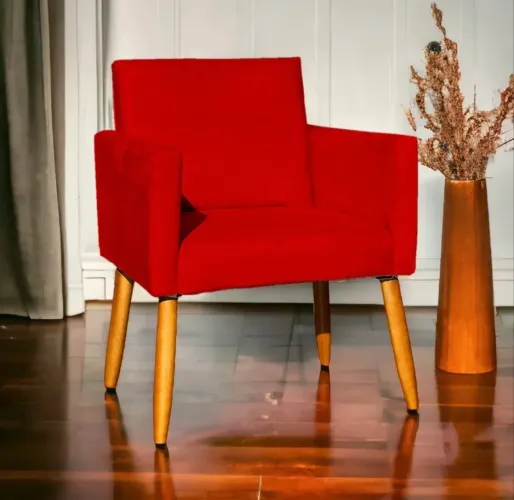 Poltrona de suede vermelho nunca usada!
