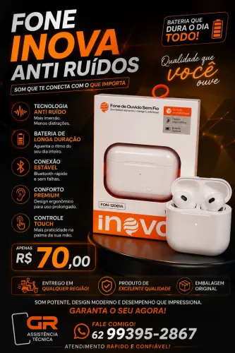 Fone de ouvido Bluetooth da inova