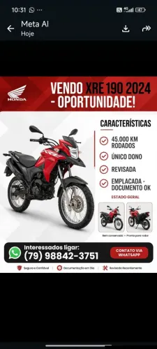Moto XRE 190 ,2024