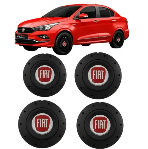 Jogo 4 Calotas Centro Roda Ferro Fiat Aro 13, 14, 15_Aceito Cartão