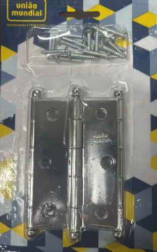 Dobradiça <br><br>KIT 30x Dobradiça União Mundial 3½? Cromada - NOVA/LACRADA