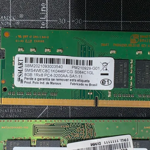Memória RAM DDR4 1x 8gb 3200mhz p/ Notebook Gamer, seminova- Samsung Smart Dell Lenovo HP