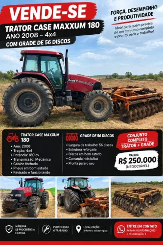 Trator Case MXM 180 2008 + grade