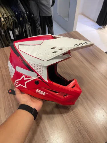 Capacete Alpinestars SM5 Rayon Bright Red White Matte