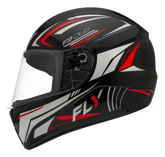 Capacete FLY F-9 HG Duo Preto/Vermelho Gloss