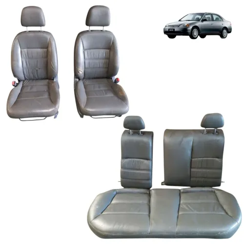 Jogo Banco Couro Honda Civic G7 2001 2002 2003 2004 2005 Cinza