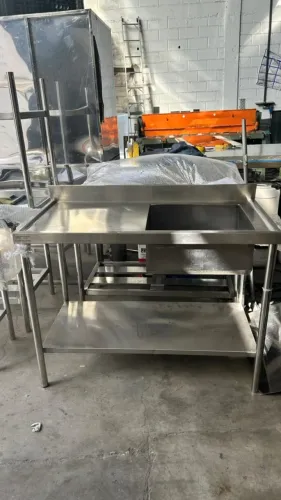 Pia inox 1,50x60x90 bojo esquerdo 60x40x25 prateleira lisa PRONTA ENTREGA