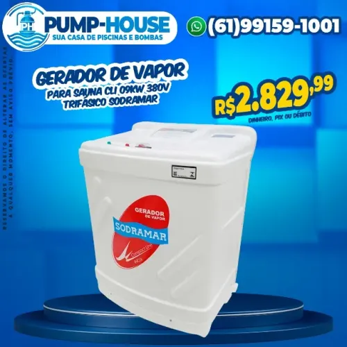 Gerador de Vapor Sodramar Para Sauna CLI 09KW 380V Trifásico 