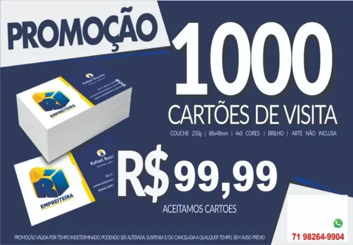 1.000 Cartões de Visita 99,99