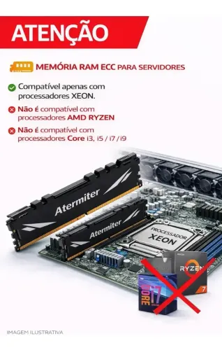 Memória Atermiter 16gb Ddr4 Ecc 3200 Mhz Xeon E Servidores (Usado)