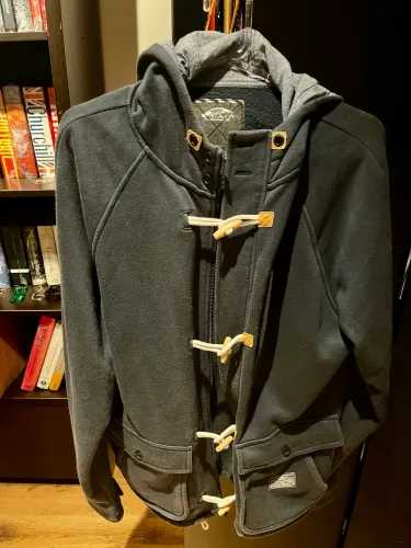 Jaqueta casaco blusa vans de lã batida azul escuro