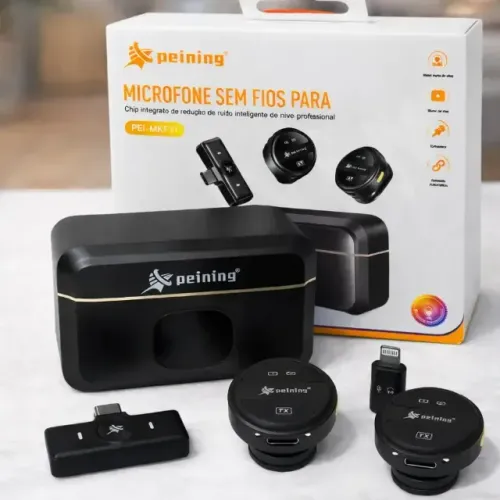? MICROFONE LAPELA SEM FIO DUPLO PEINING - ANDROID E IPHONE