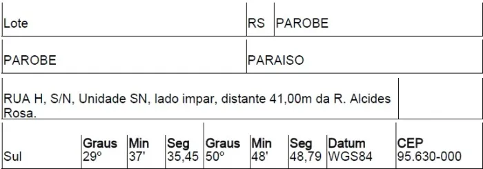 Oportunidade Única em PAROBE - RS | Tipo: Terreno | Negociação: Venda Direta Online | Situ