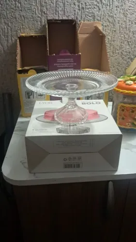 Prato Para Bolo Boleira de vidro Lyor