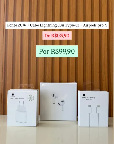 Fonte + Cabo + Airpods