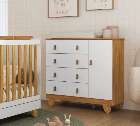 Comoda Pingo 1 Porta Lisa, 100% MDF - Peroba