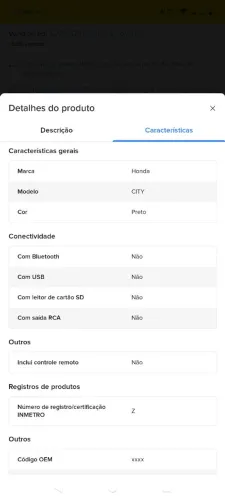 Rádio original Honda City 2011