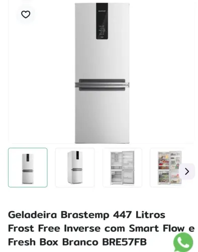 Geladeira inverse branca 447 litros,  brastemp 