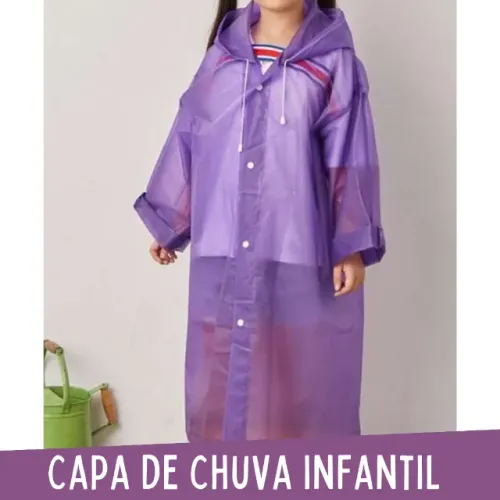 Capa de Chuva Infantil Botão Frontal Cordão e Capuz _ ES96 