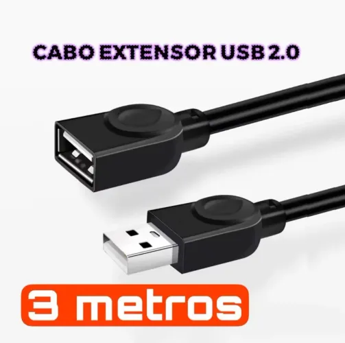 Cabo extensor USB 2.0 3 metros