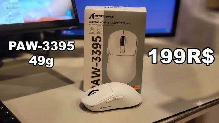 Mouse Gamer Attack Shark X3 Sem Fio 26.000 DPI PAW3395 49g 1000Hz NOVO/LACRADO