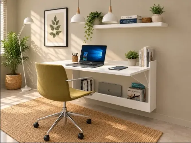 Mesa Dobrável Delluxe. Home Office Multifuncional Super Chique. L100cm x P60cm
