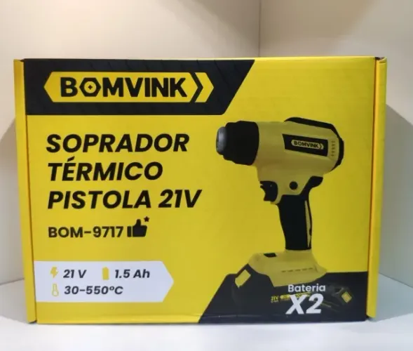 Soprador Térmico Pistola 21V 400W com 2 Baterias BOMVINK BOM-9717