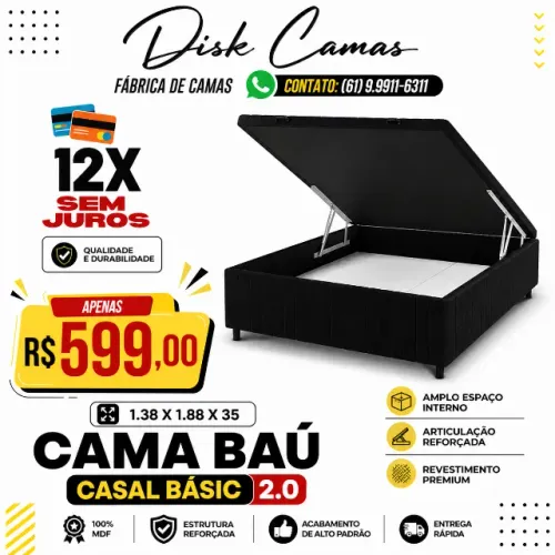 Oferta Imperdível: Cama Baú Casal por R$599! Direto de Fábrica! 