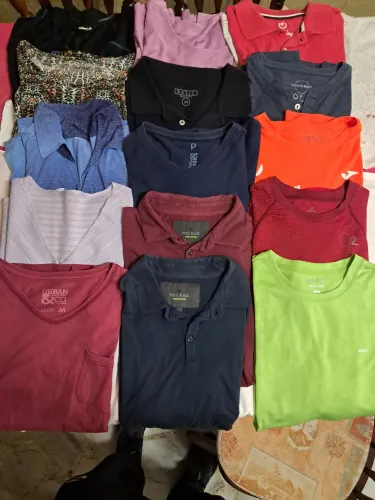 Lote de 15 roupas adultos adolescentes semi novas( camisetas, polo, blusas femininas, etc)
