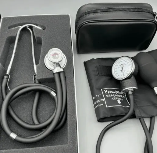 Kit esfigmomanômetro + estetoscópio rappaport PRETO