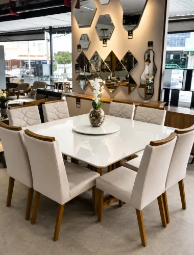 CONJUNTO MESA DE JANTAR COM 8 CADEIRAS