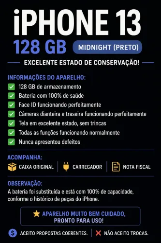 iPhone 13 128 GB Midnight (Preto)
