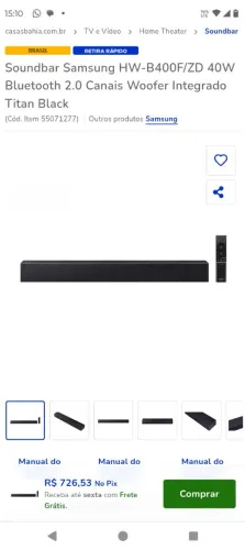Soundbar Samsung Caixa Novo quase nada usado