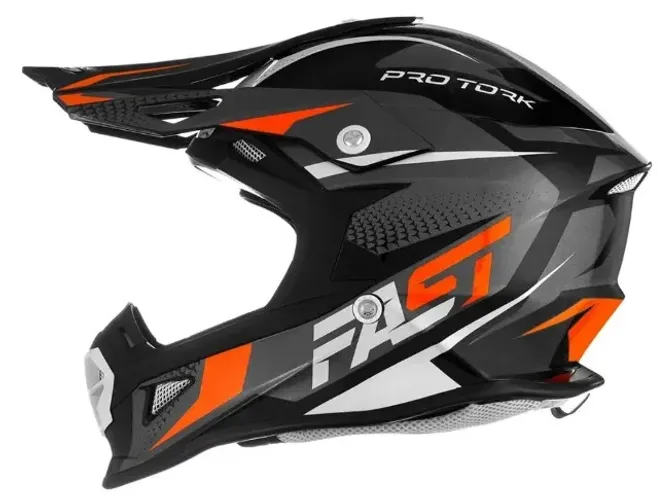 Capacete Motocross Pro Tork Fast Tech Cinza - Laranja Tam.58