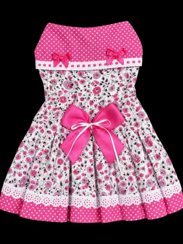 VESTIDO PET ROSA FLOR