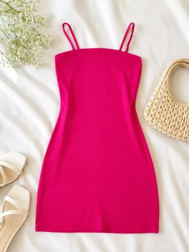 Vestido tubinho rosa curto