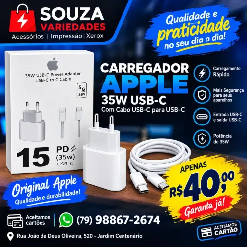 Carregador para iPhone tipo C / tipo C