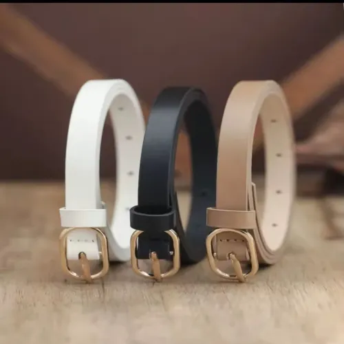 Conjunto de 3 cintos finos com fivela