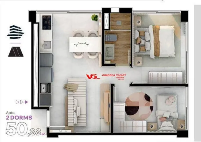 Studio com 2 dormitórios à venda, 51 m² por R$ 620.000,00 - Vida Urbana Stúdios - Indaiatu
